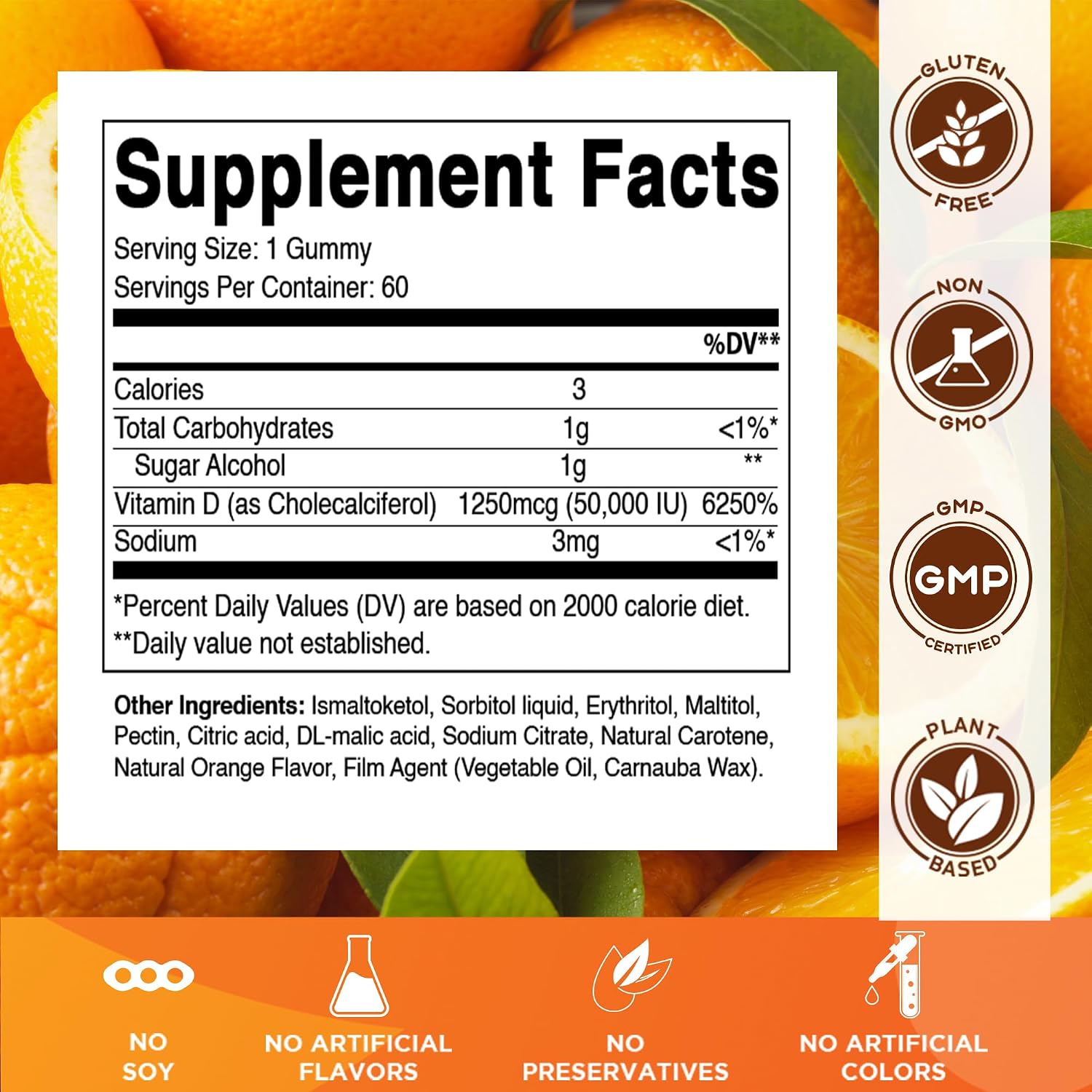 Vitamatic Sugar Free Vitamin D3 50,000 IU Weekly Supplement – 60 Pectin-Based Gummies - görsel 2