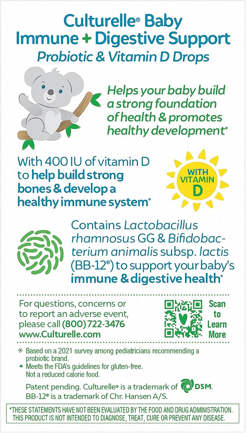 Culturelle Baby Probiotic Drops + Vitamin D - Immune & Digestive Health Support, 30 Day Supply, 9ml - görsel 2