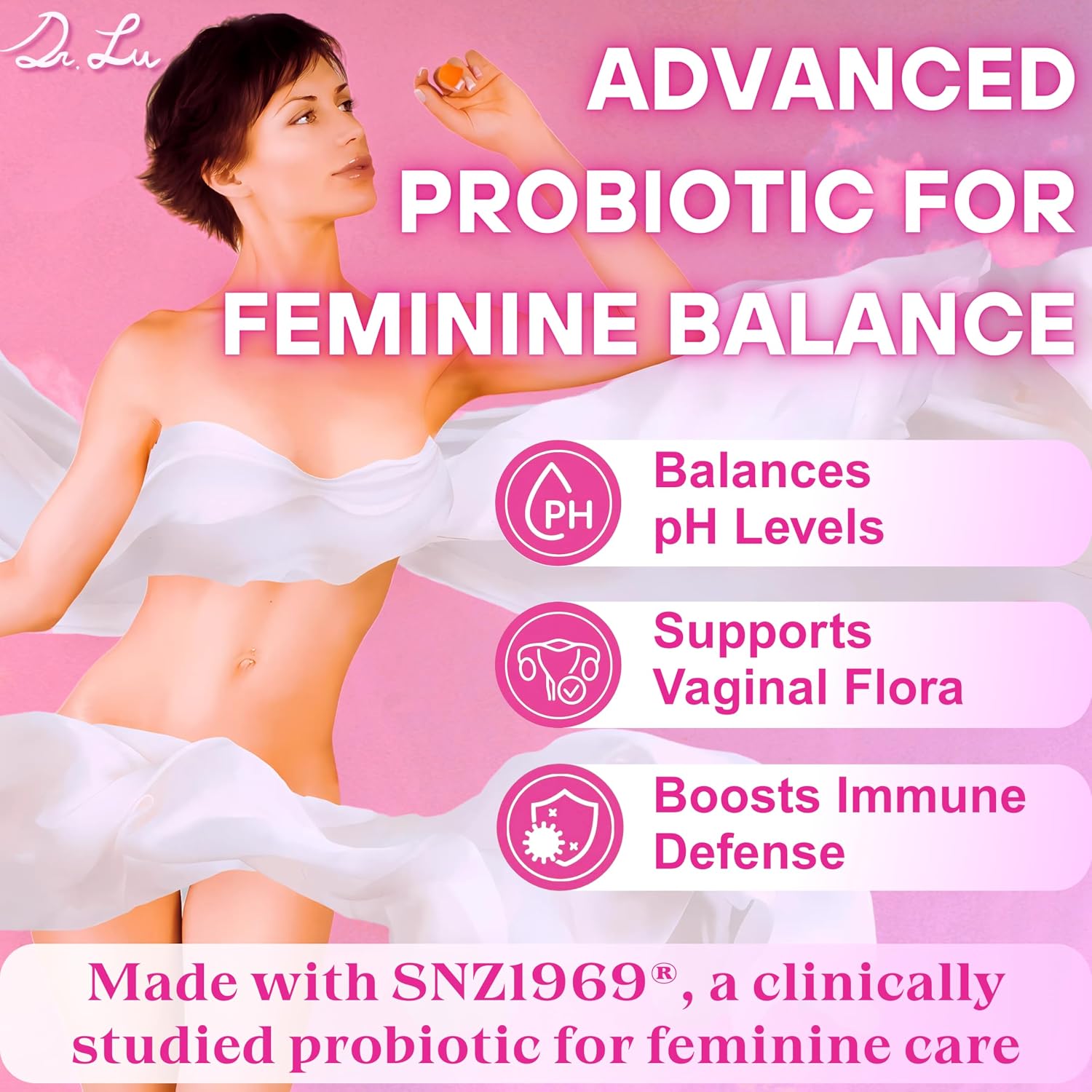 Dr. Lu Happy Girl Feminine Balance Gummies – Pineapple Gummies for Women pH Balance with Probiotics & Immune Support, Sugar-Free, Vegan – 60 Count - görsel 3