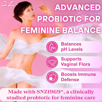 Dr. Lu Happy Girl Feminine Balance Gummies – Pineapple Gummies for Women pH Balance with Probiotics & Immune Support, Sugar-Free, Vegan – 60 Count