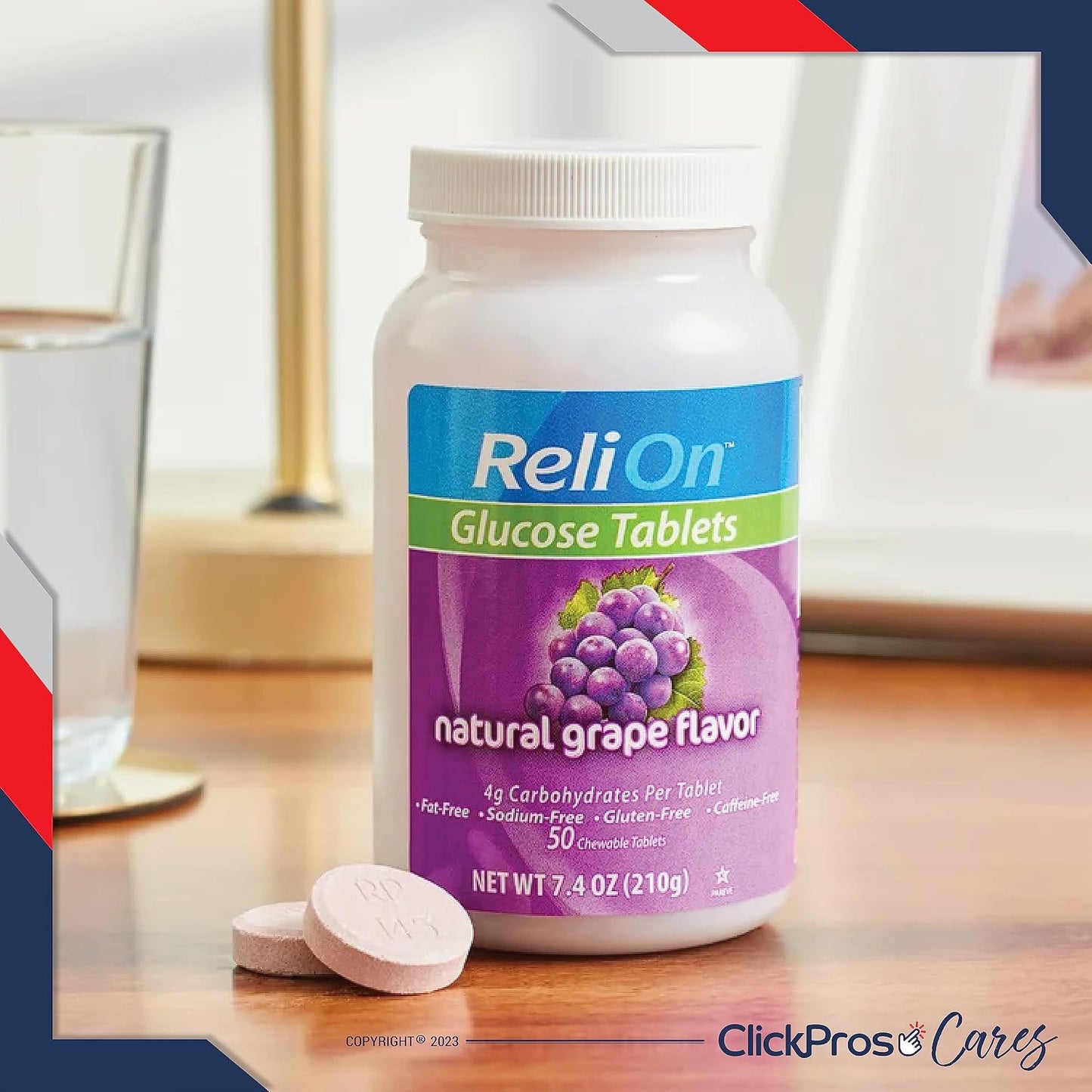 ReliOn Glucose Tablets Grape - 2-Pack Bundle (100 Tablets) with Diabetes Eating Guide and Pill Container - görsel 4