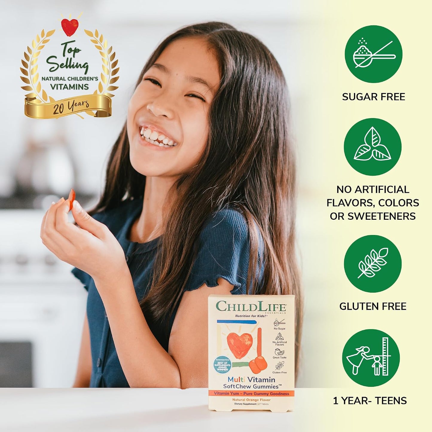 CHILDLIFE ESSENTIALS Kids Multivitamin SoftChew Gummies - Sugar-Free, Natural Orange Flavour (27 Tablets) - görsel 4