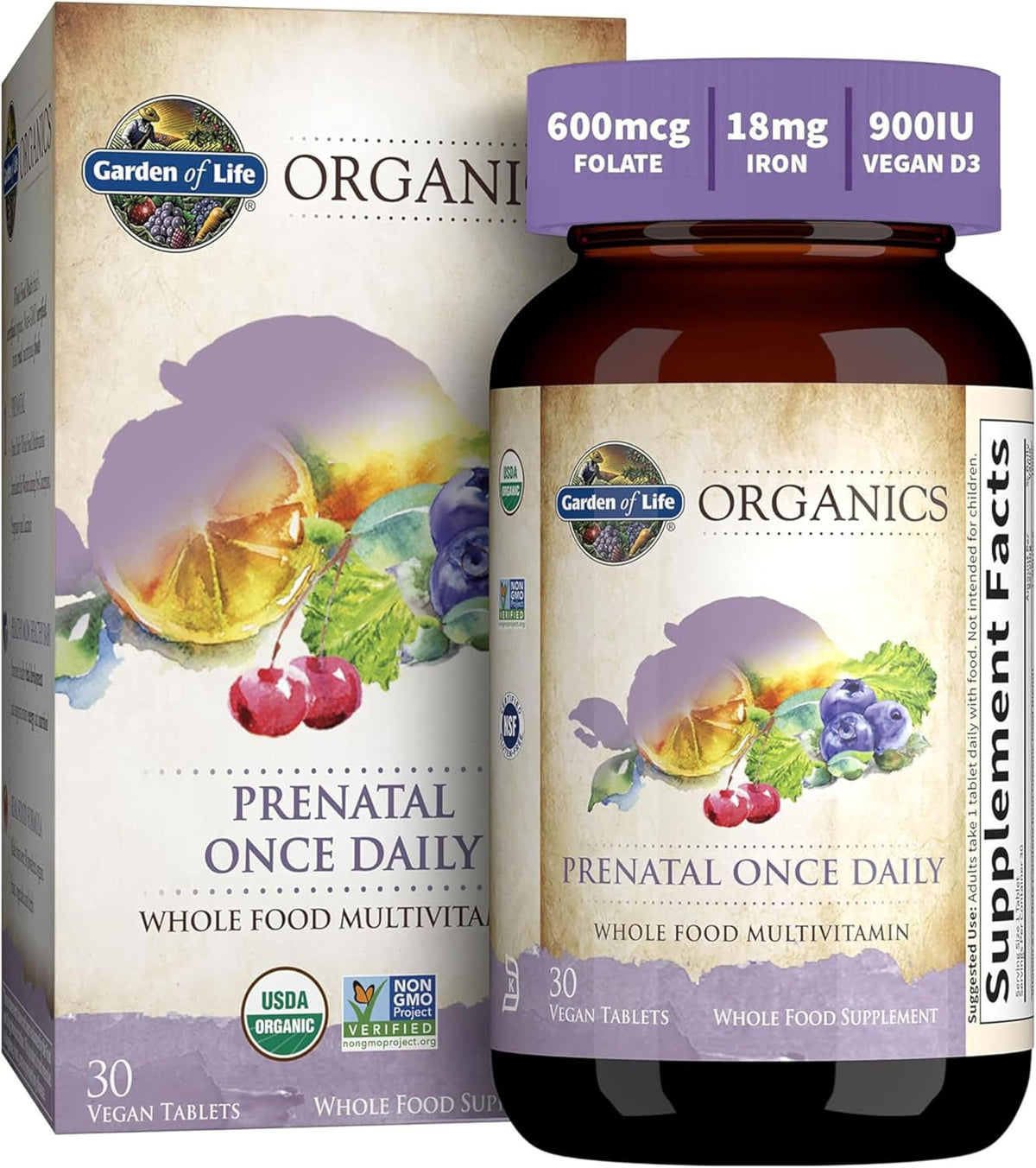 Garden of Life Prenatal Vitamins for Women, Organics Folate for Energy & Healthy Foetal Development, Non-constipating Iron, Vitamin C, B6, B12, D3, Non-GMO, Gluten-free, Vegan, 90 Day Supply - görsel 9
