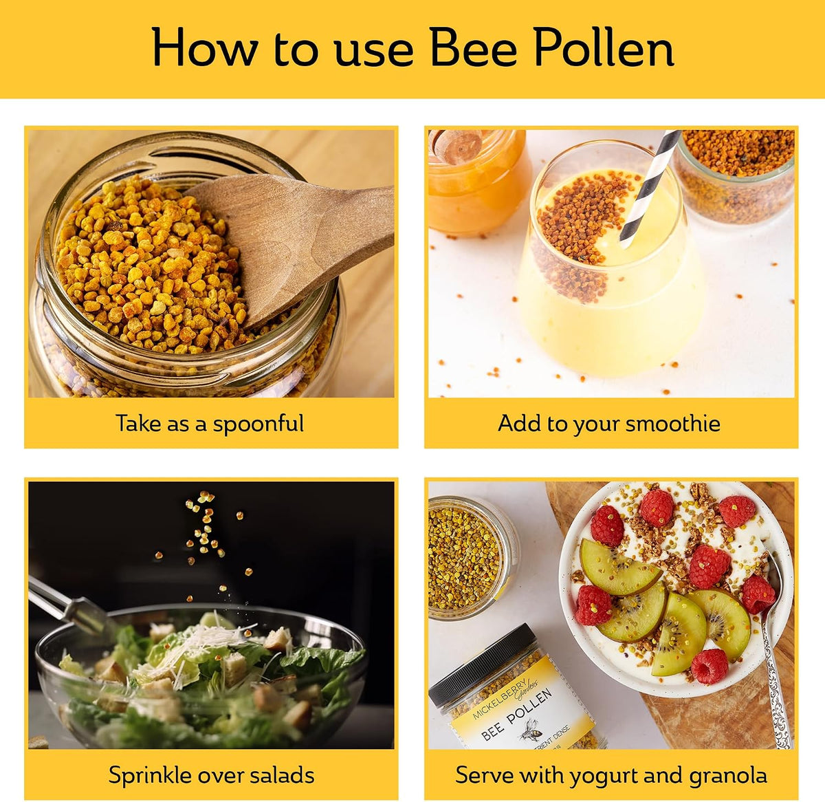 Mickelberry Gardens Bee Pollen Granules 6oz (170g) - Raw Superfood Rich in Protein - görsel 4
