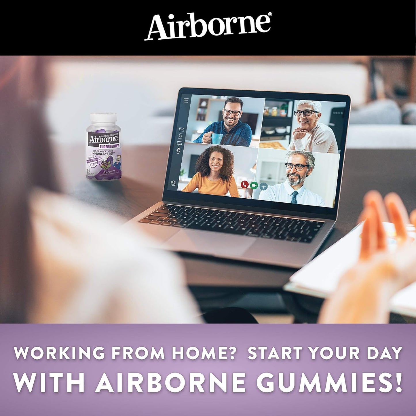 Airborne Elderberry + Zinc & Vitamin C Gummies for Adults, Immune Support, 60 Gummies - görsel 6
