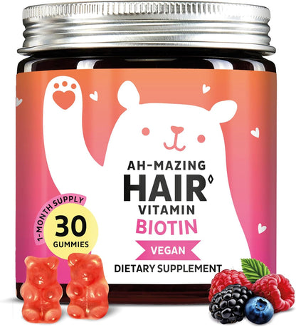 Biotin Gummies for Hair, Skin & Nails, 5,000 mcg High Strength Vegan Vitamins with Vitamins C & E, 60 Gummies