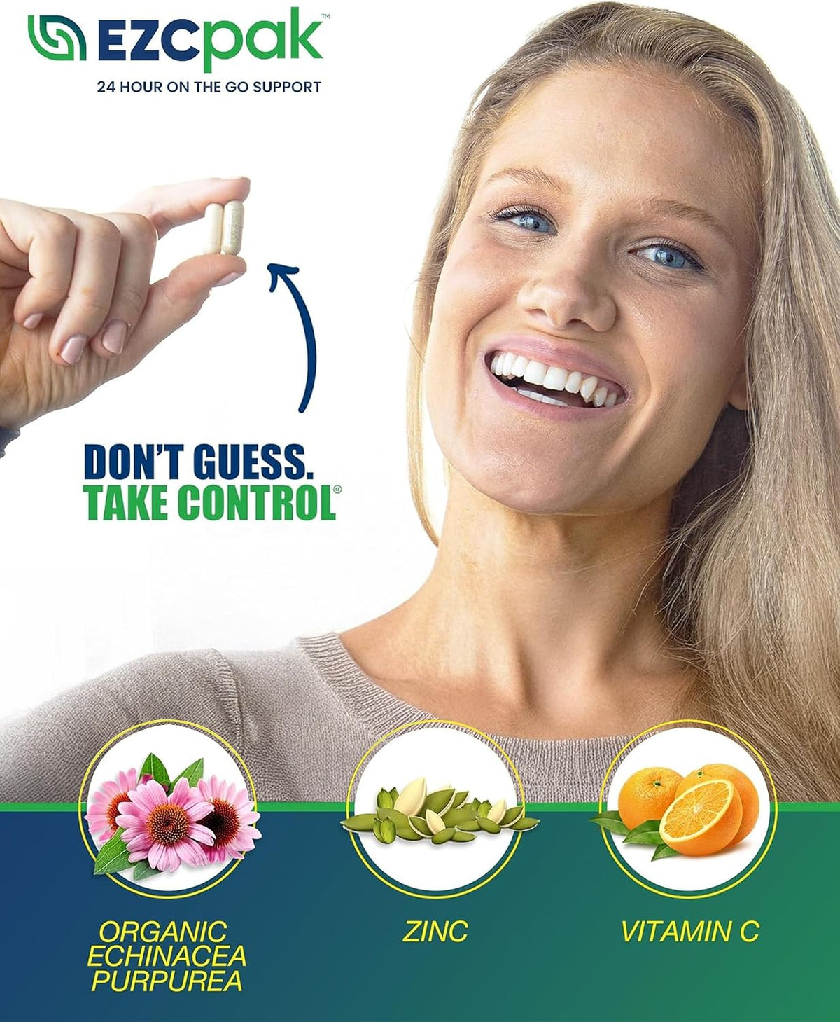 EZC Pak On The Go Immune Support with Echinacea, Vitamin C & Zinc - Travel-Friendly Immunity Supplement for Adults - Vegetarian & Gluten-Free - görsel 6