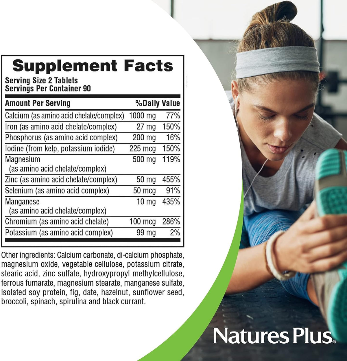 NaturesPlus Ultra-Mins - Multi Mineral Complex with Calcium, Iron, Magnesium & Zinc - Vegan, Gluten Free - görsel 5