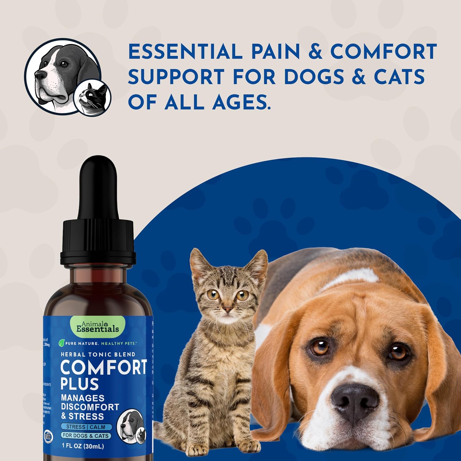 Animal Essentials Comfort Plus Herbal Formula for Dogs & Cats, 1 fl oz (30 ml) - görsel 7