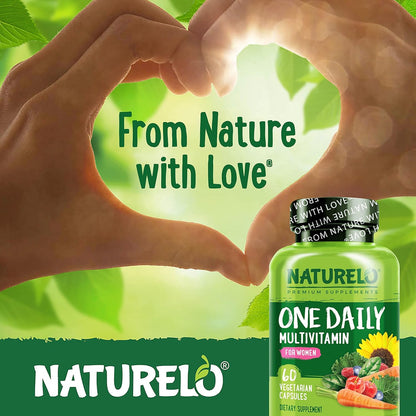 NATURELO One Daily Multivitamin for Women - Plant-Based Energy Support, 60 Capsules