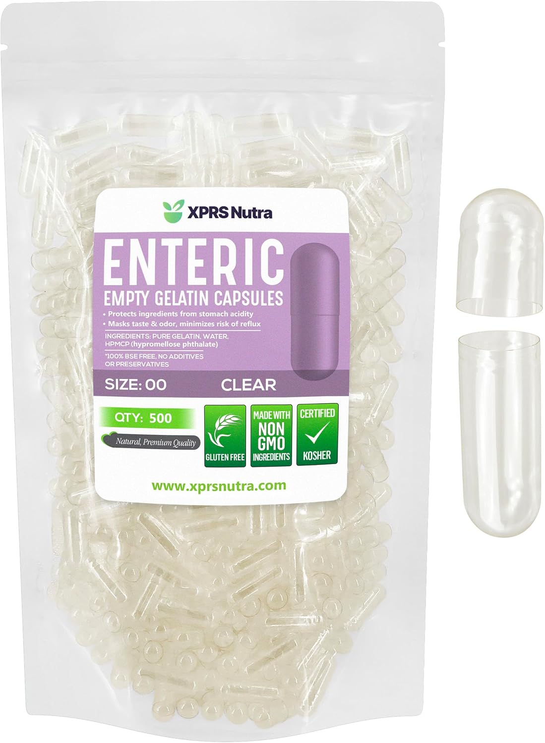 XPRS Nutra Size 00 Empty Enteric Coated Gelatin Capsules - 1000 Count - görsel 8