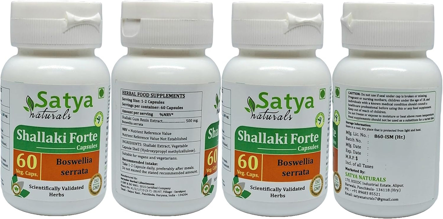 Satya Naturals Shallaki Forte Capsules 500mg - Boswellia Serrata Extract - 4 Bottles of 60 Veg Capsules - görsel 2