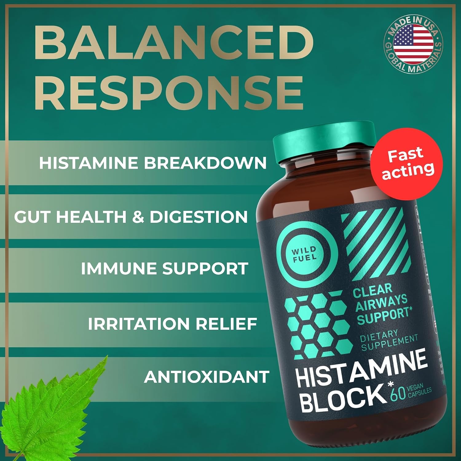 Histamine Block 10:1 Flavonoids Supplement – Quercetin, Stinging Nettle, Artemisia Annua – Seasonal Allergy Support – 60 Capsules - görsel 2