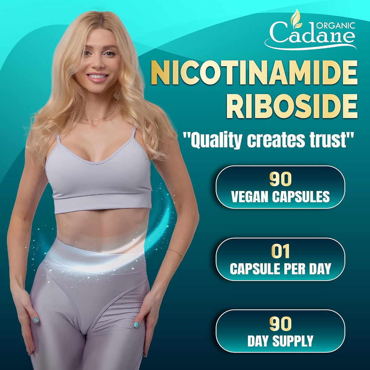 Organic Cadane Nicotinamide Riboside Supplement | Cellular Health Support | Vegan, Non-GMO – 90 Capsules - görsel 5