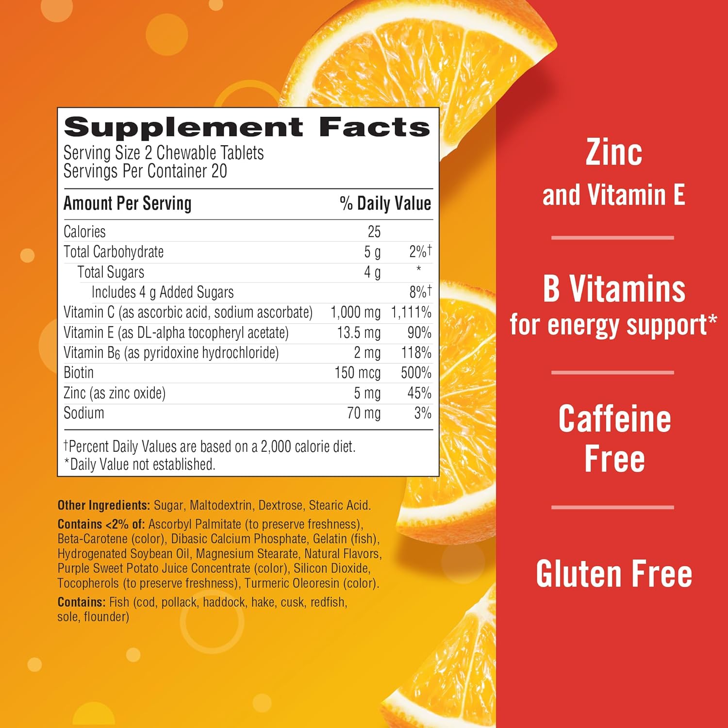 Emergen-C Chewable Vitamin C 1000mg with B Vitamins and Antioxidants, Orange Blast, 40 Chewable Tablets - görsel 6