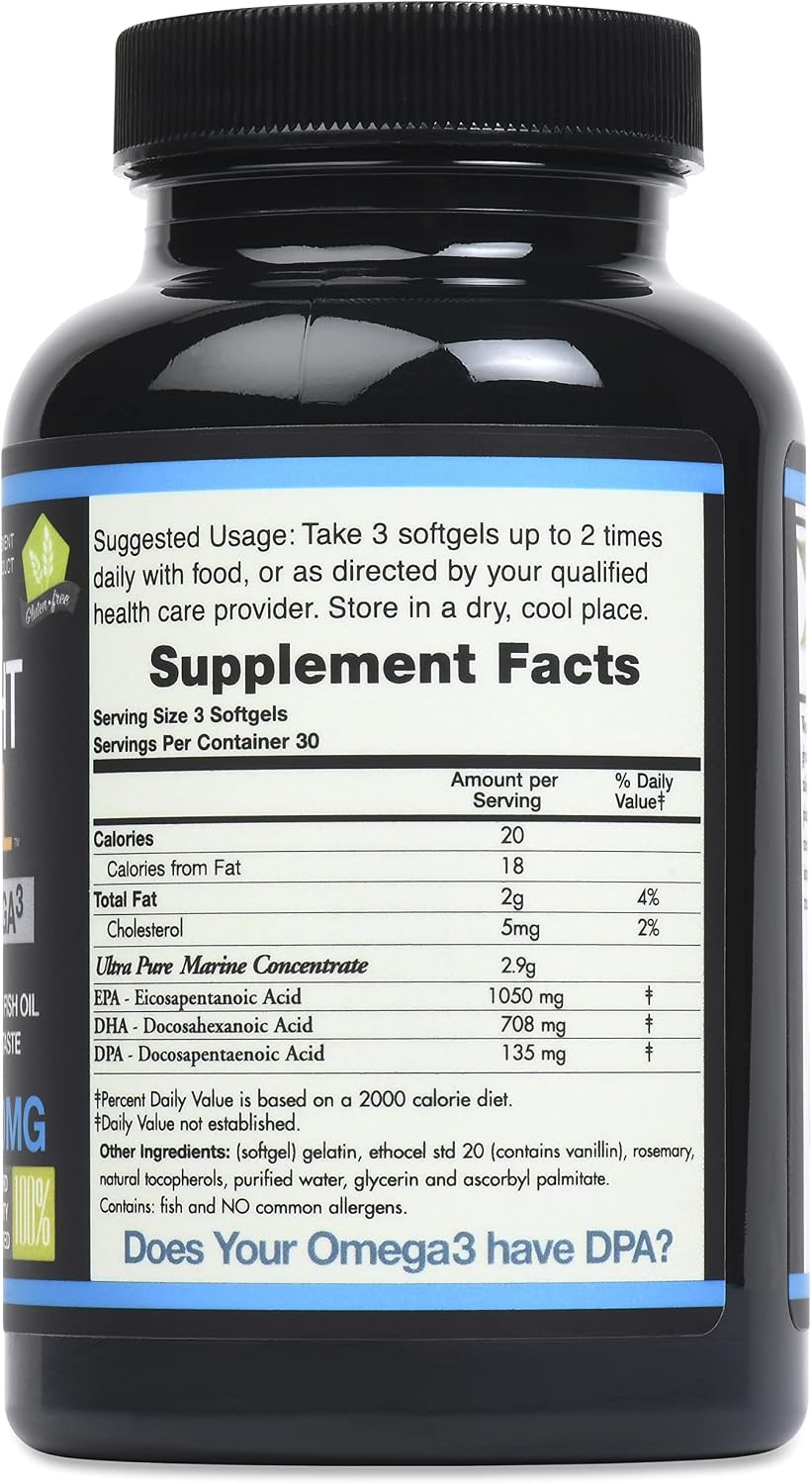 Triple Strength Fish Oil - Ultra Pure Wild Caught Omega-3 with DPA, EPA & DHA - 2900 mg - 90 Softgels - Non-GMO, Burp-Free, Vanilla Flavour - görsel 4