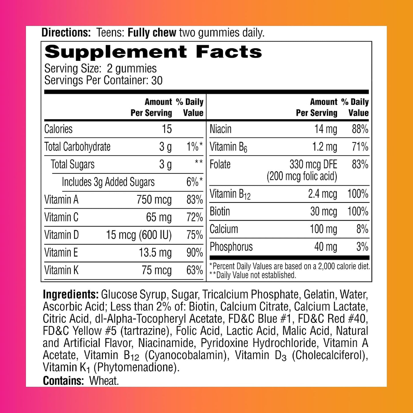 One A Day Teen Girl Multivitamin Gummies, 60 Gummies - görsel 2