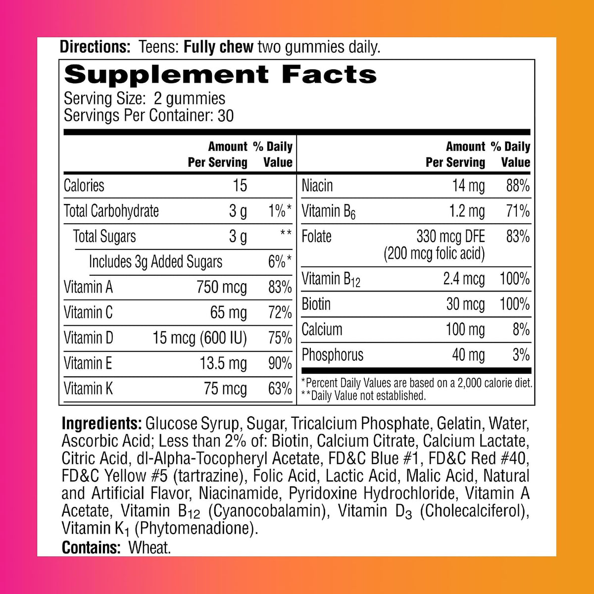 One A Day Teen Girl Multivitamin Gummies, 60 Gummies - görsel 2