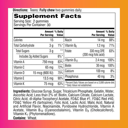 One A Day Teen Girl Multivitamin Gummies, 60 Gummies