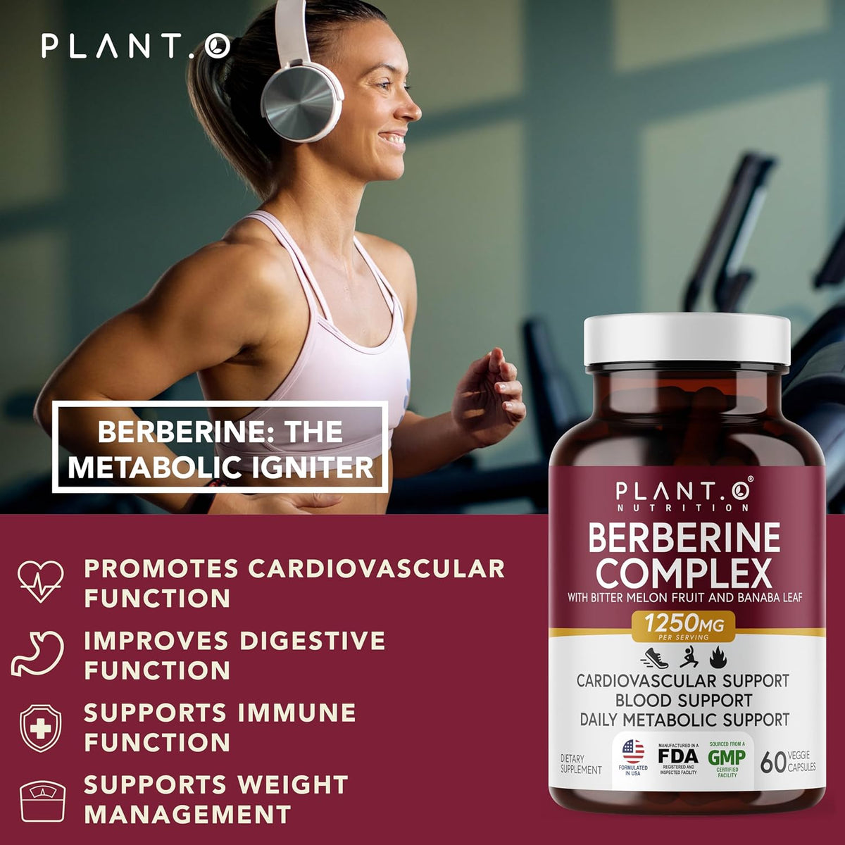 Berberine Supplement - 10x Higher Absorption Berberine HCl Complex with Bitter Lemon and Banaba Leaf - 60 Capsules, Non-GMO - görsel 3