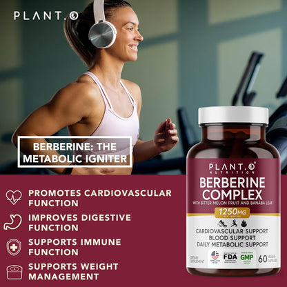 Berberine Supplement - 10x Higher Absorption Berberine HCl Complex with Bitter Lemon and Banaba Leaf - 60 Capsules, Non-GMO