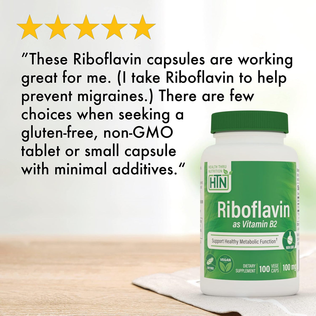 Health Thru Nutrition Riboflavin 100mg Vitamin B2 100 Vegecaps - görsel 6