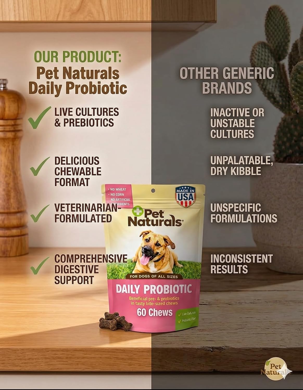 Pet Naturals Daily Probiotic Soft Chews for Dogs, Digestive and Immune Support Supplement, 1 Billion CFU per Chew, Duck Flavour, 60 Count - görsel 5