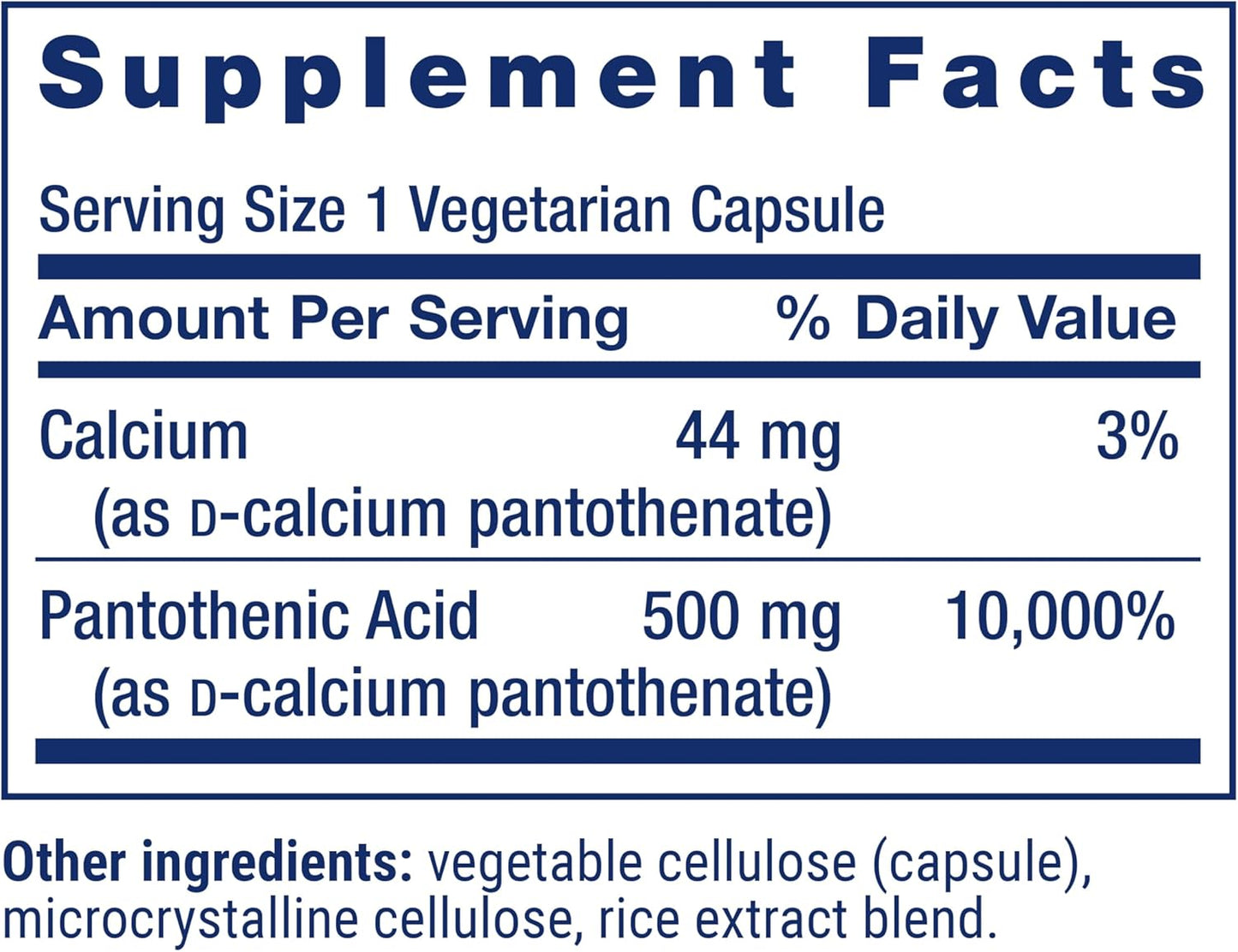 Life Extension Pantothenic Acid 500 mg, Vitamin B5 with Calcium, 100 Capsules - görsel 3