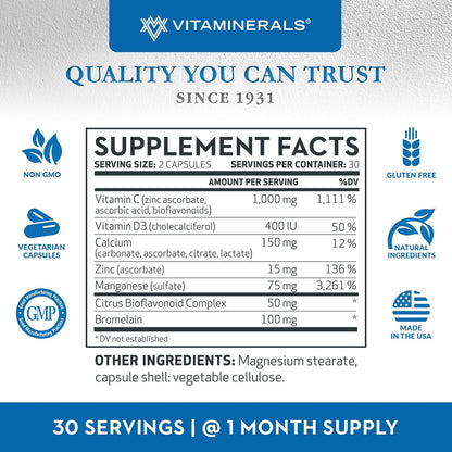 Vitaminerals 117 Distex™ Spinal Disc Support - Bromelain, Turmeric, Manganese - 60 Vegan Capsules