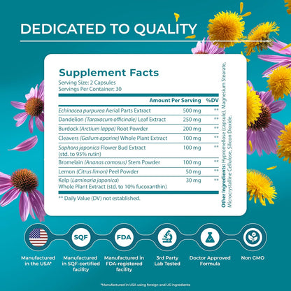 PureHealth Research Lymph System Support – Lymphatic Drainage Supplement, 360 Capsules