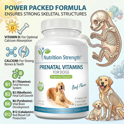 Prenatal Vitamins for Dogs – 90 Chewable Tablets | Nutrition Strength
