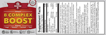 BioTree Labs Cherry B-Complex Supplement - Sublingual with Methylcobalamin B12, B6, Biotin & Folic Acid (3-Pack, 270 Tablets)