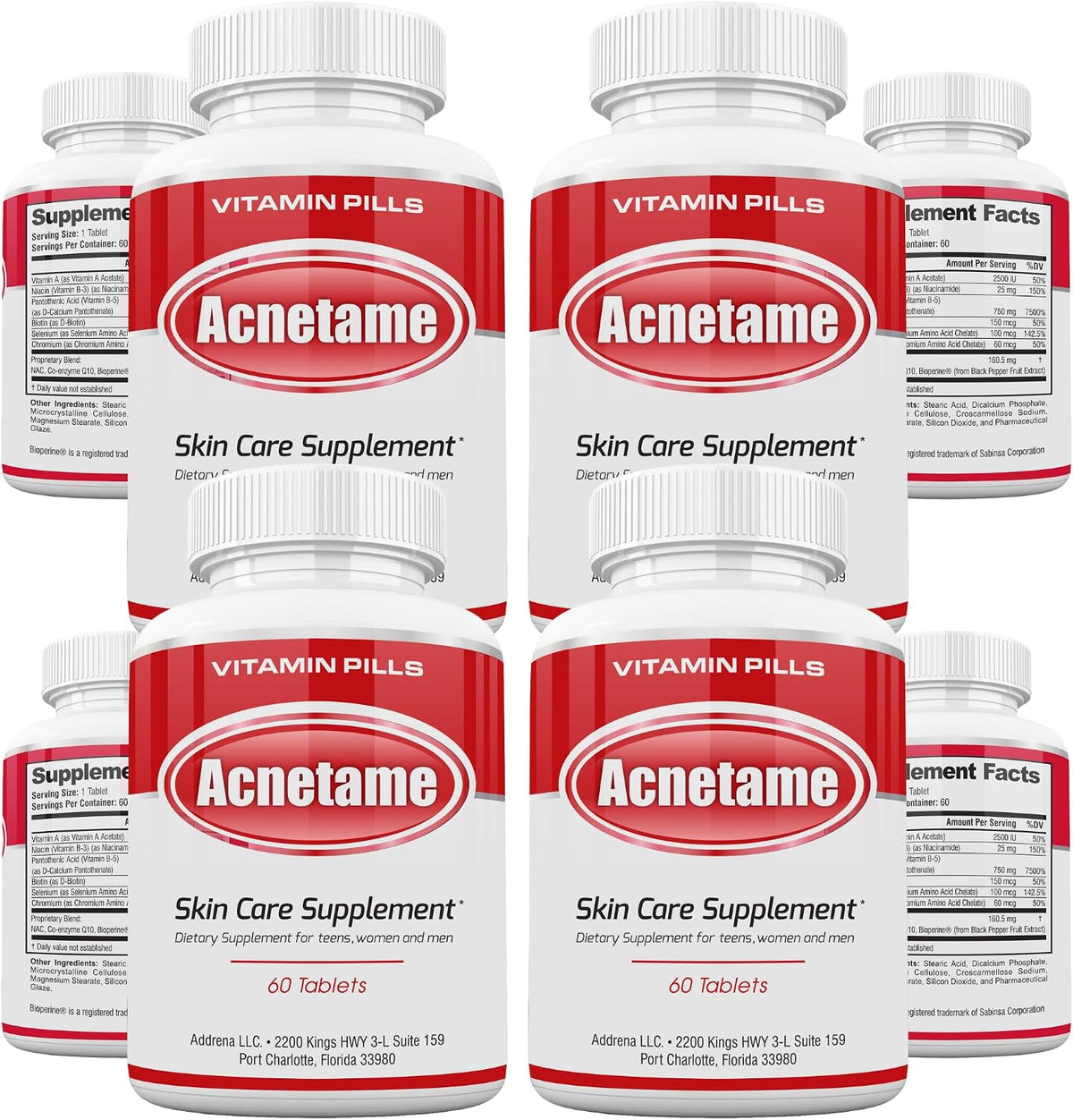 Acnetame 4 Pack - Vitamin Supplements for Acne Treatment - Hormonal Spot Tablets to Clear Oily Skin for Women, Men, Teens, and Adults - görsel 1