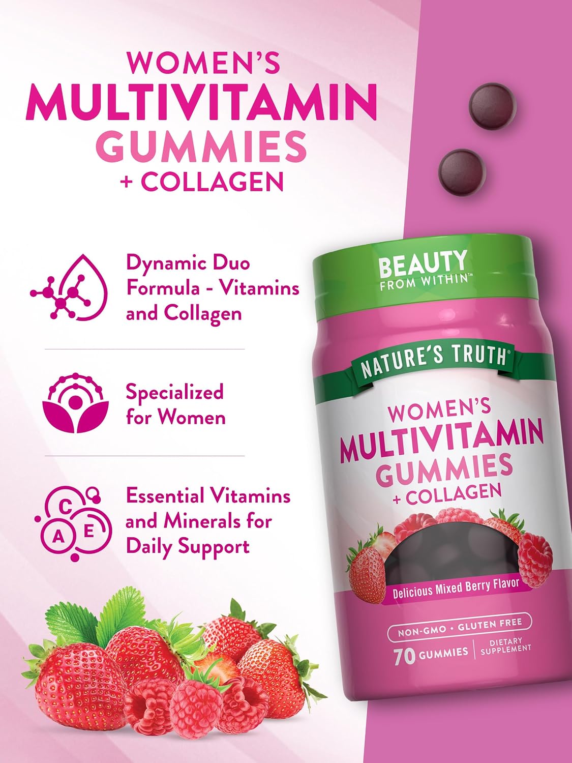 Nature's Truth Women's Multivitamin Gummies Plus Collagen & Biotin, 70 Count - görsel 5