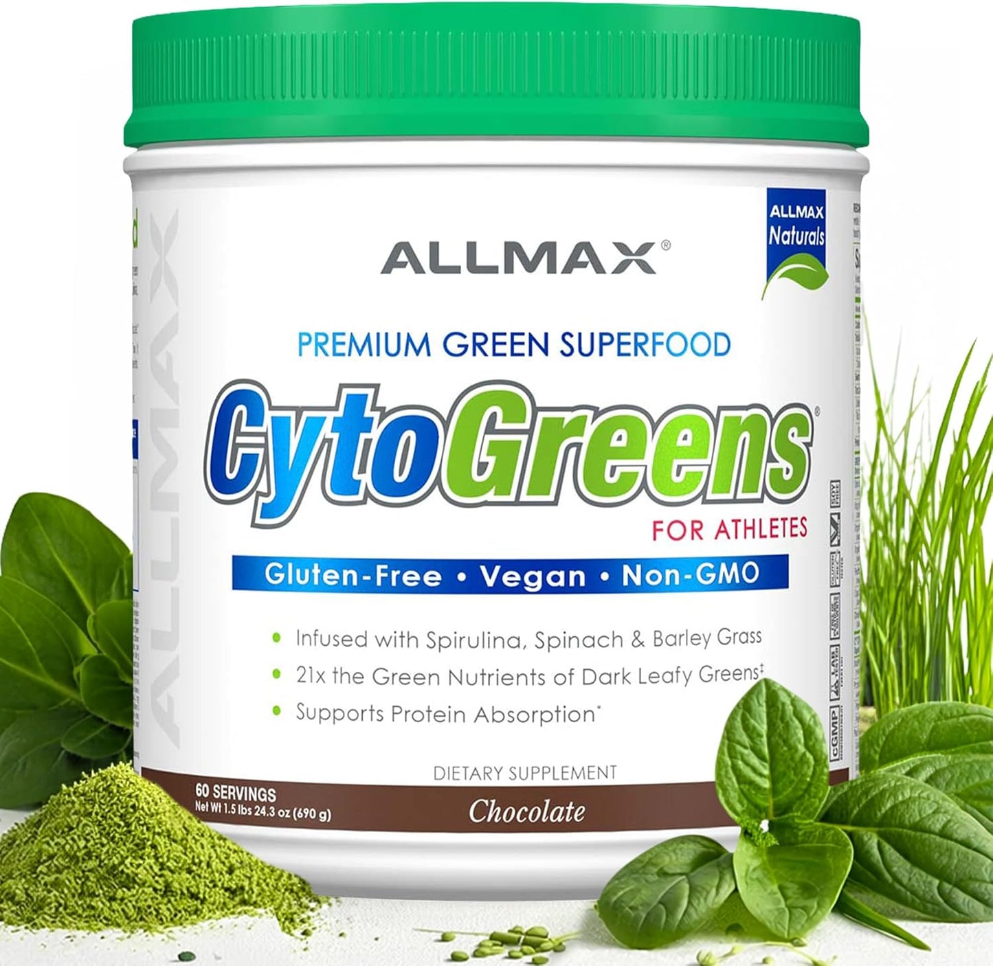 ALLMAX CytoGreens Super Greens Powder, Chocolate, 14 Servings - görsel 8
