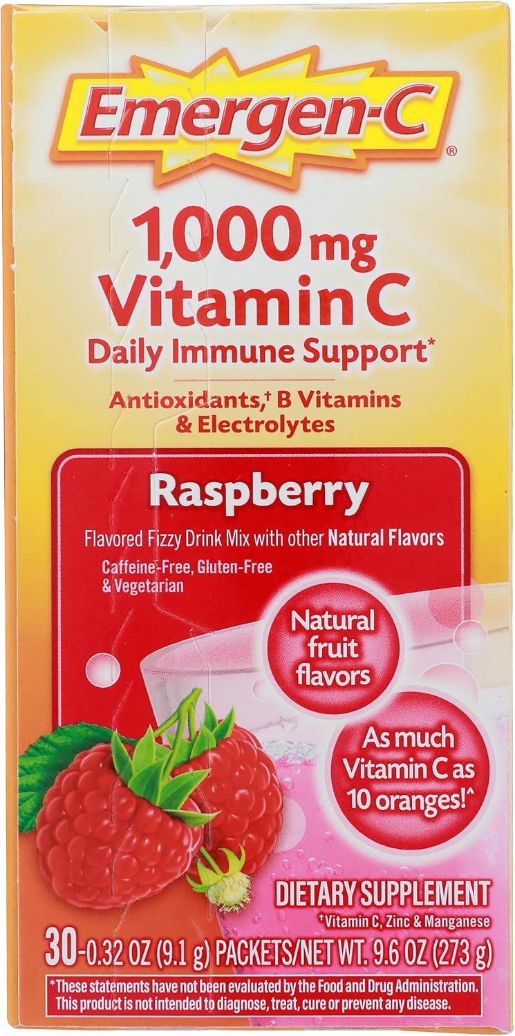 Alacer Raspberry Emergen C Box 30 Pack, 0.32 OZ - görsel 1
