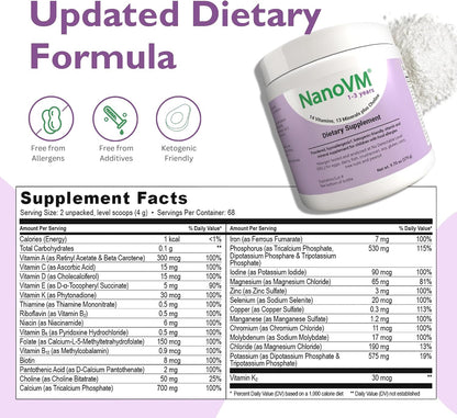 NanoVM 1-3 Years Allergen-Free Multivitamin Powder, Unflavoured, 275g