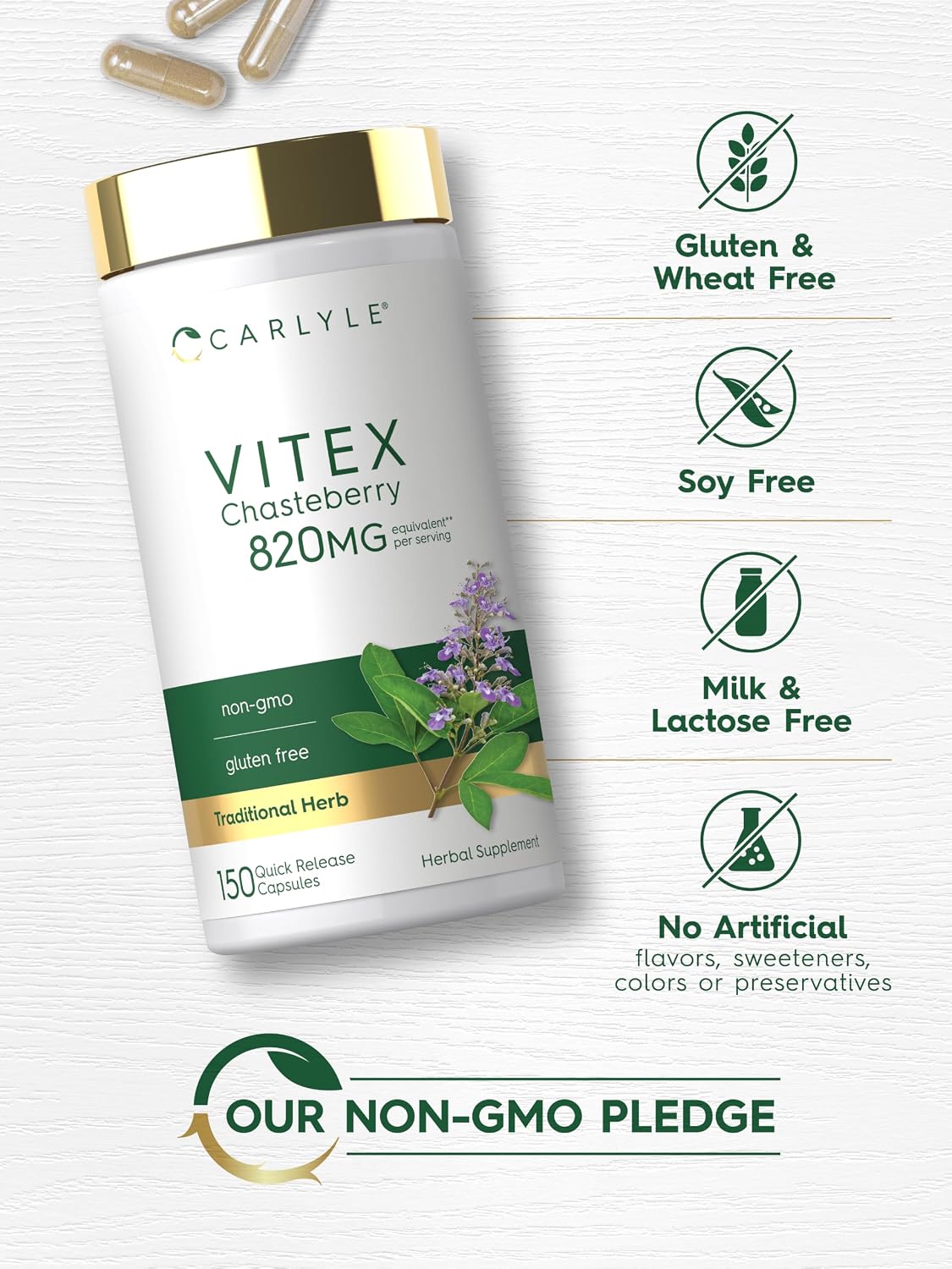 Carlyle Vitex Chasteberry Supplement, 150 Capsules - görsel 5