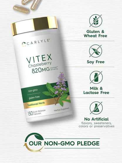 Carlyle Vitex Chasteberry Supplement, 150 Capsules