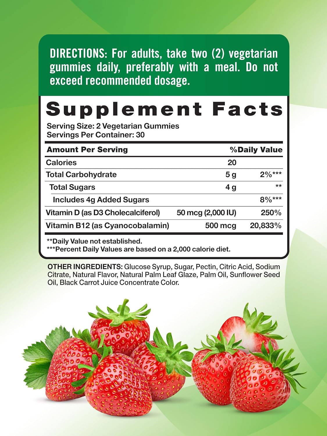 Nature's Truth Vitamin D3 and B12 Gummies for Adults, 60 Gummies, Strawberry Flavour, Vegetarian, Non-GM & Gluten-free - görsel 2