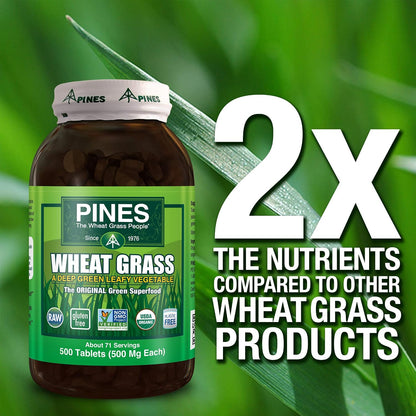 Pines Organic Wheat Grass Tablets, 500