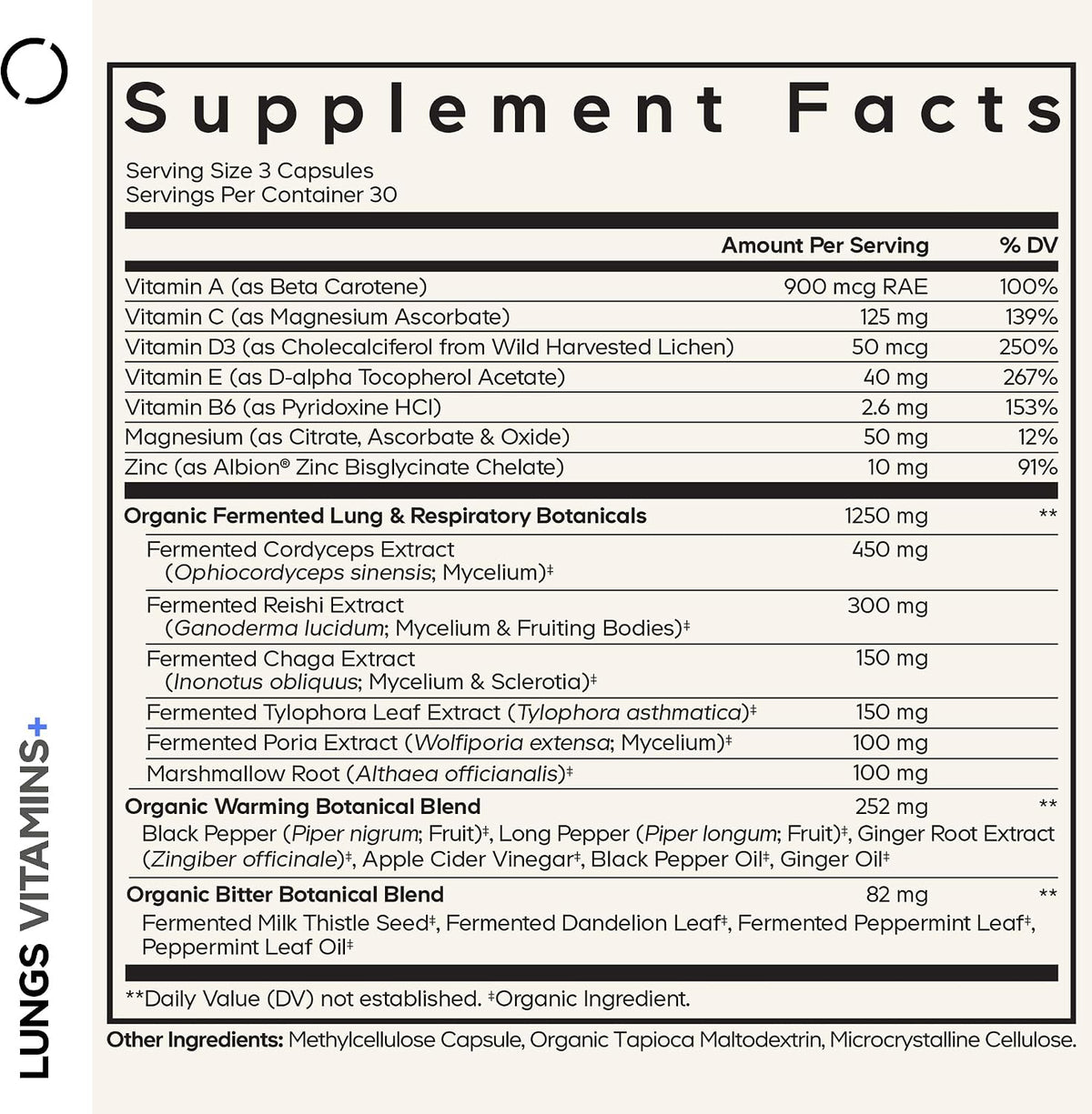 Codeage Lung Vitamins – Cordyceps, Reishi, Chaga, Zinc & Herbal Blend (90 Capsules) - görsel 2