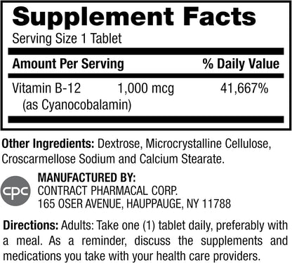 Earth's Splendor Vitamin B12 Tablets - 1000 µg, 400 Tablets