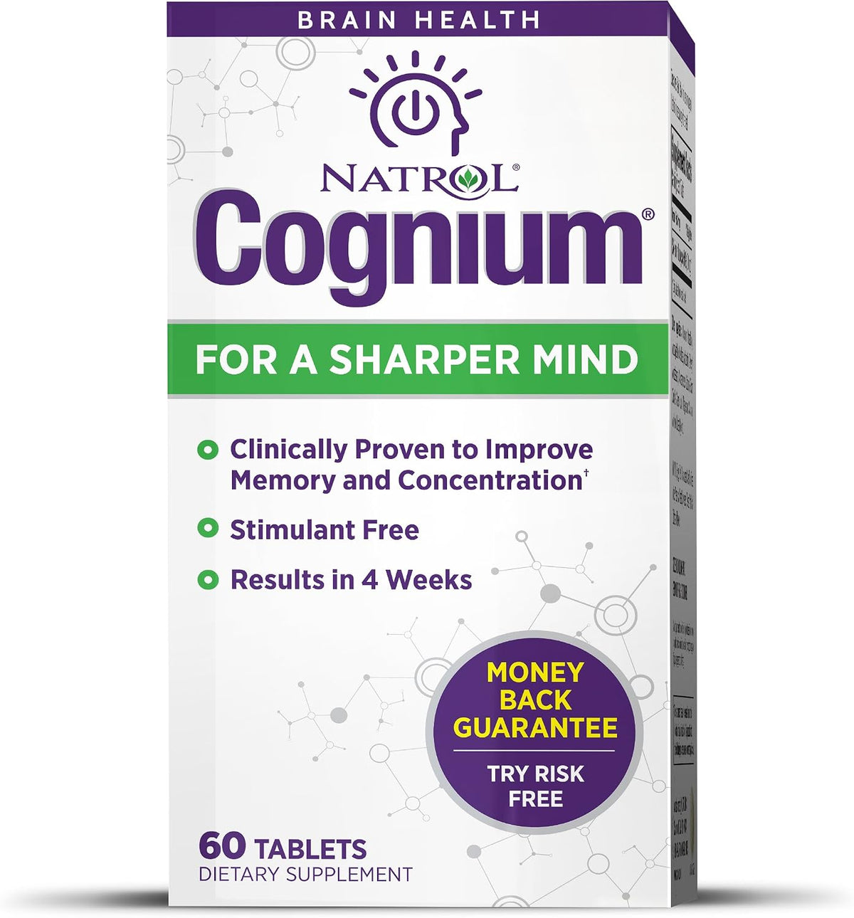 Natrol Cognium - Brain Food Supplement with Silk Protein, Omega-3s & Phosphatidylserine (60 Tablets) - görsel 1
