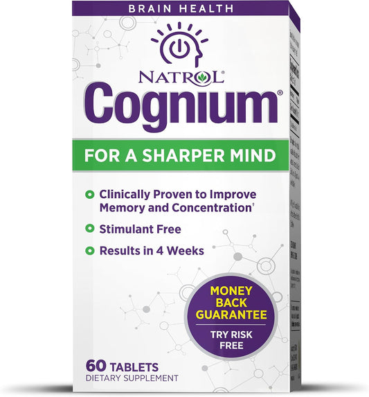 Natrol Cognium - Brain Food Supplement with Silk Protein, Omega-3s & Phosphatidylserine (60 Tablets)