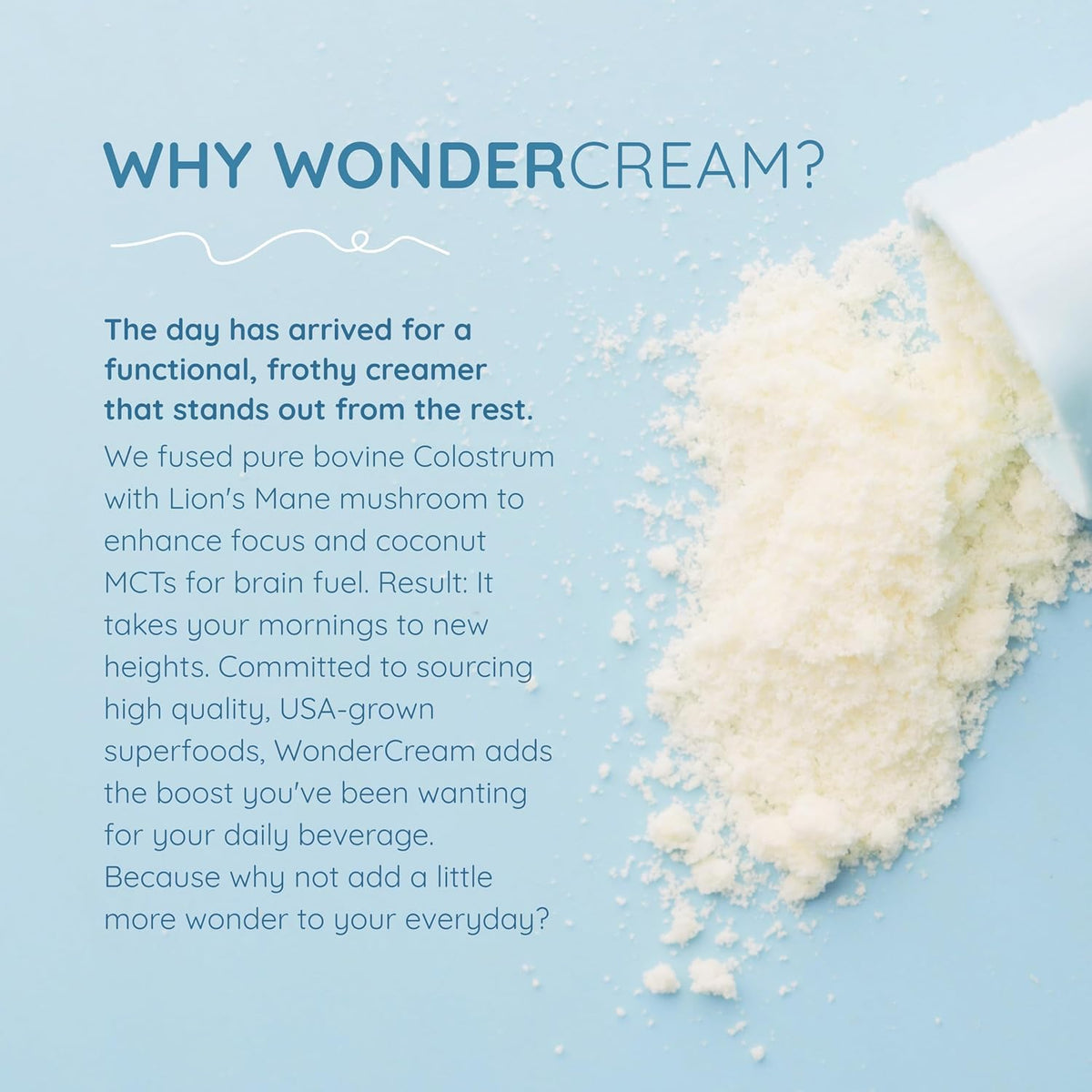 WONDERCOW Bovine Colostrum Superfood Creamer – Organic Lion's Mane & Coconut Milk Powder MCTs – Unsweetened, Keto Friendly - görsel 3