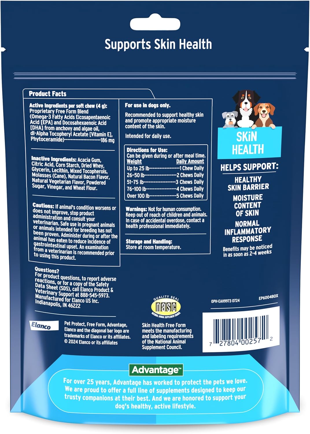Pet Protect Skin Health Supplement for Dogs – Bacon-Flavoured Soft Chews, 60 Count - görsel 2
