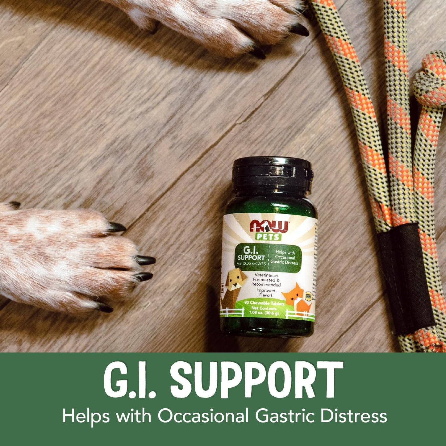 NOW Pet Health G.I. Support Supplement for Cats & Dogs, 90 Chewable Tablets - görsel 4