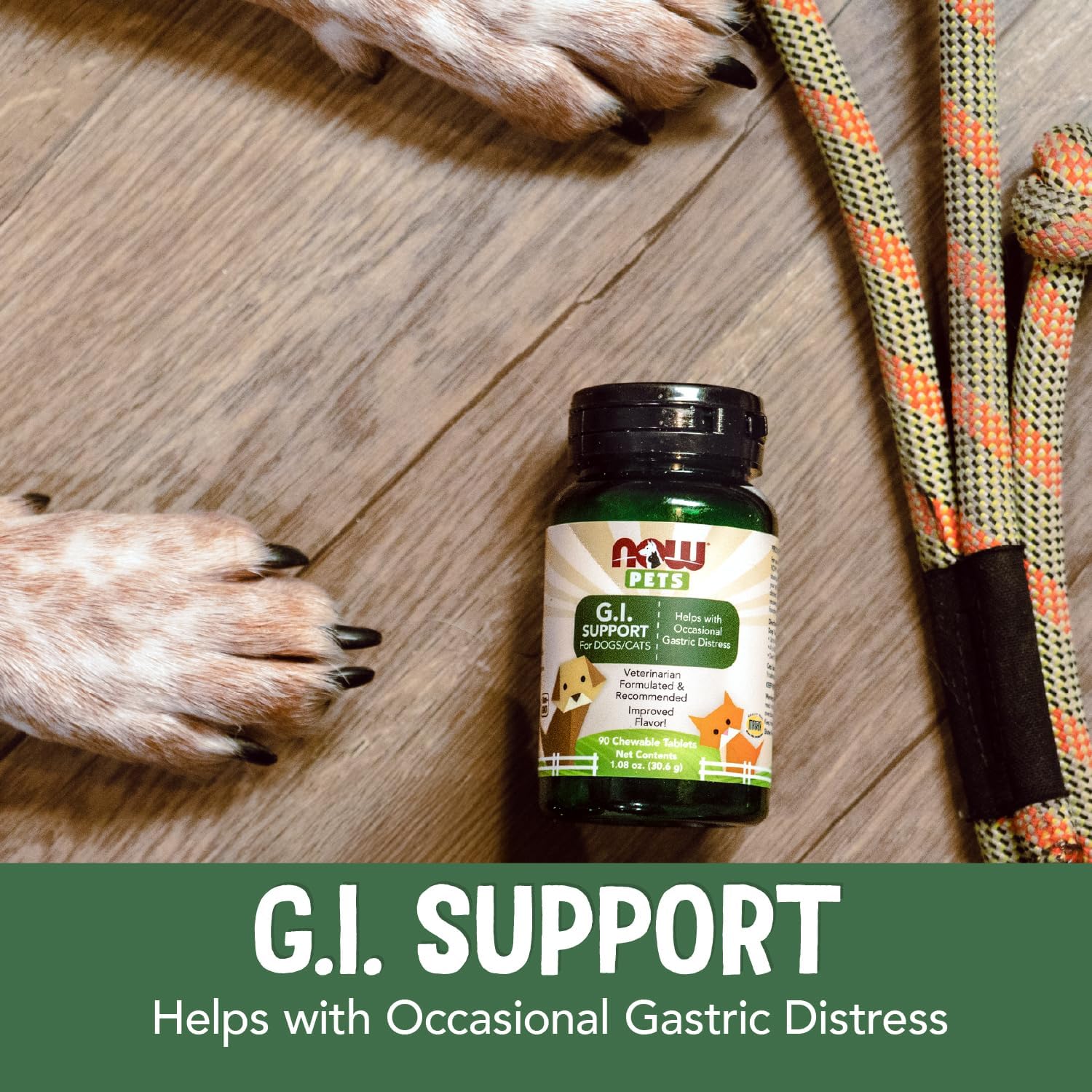 NOW Pet Health G.I. Support Supplement for Cats & Dogs, 90 Chewable Tablets - görsel 4