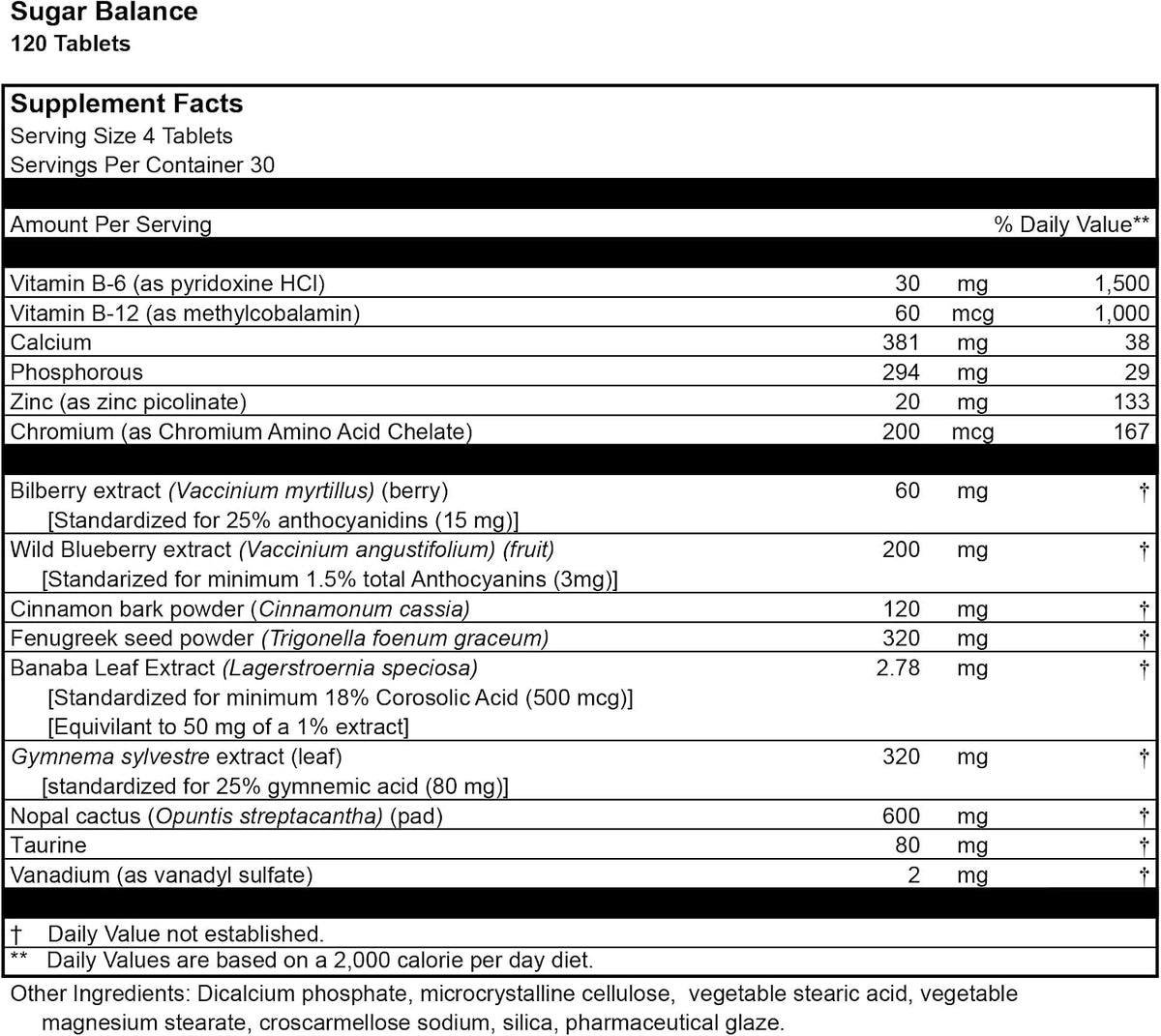 Sugar Balance Support 120 Tablets by Dr. Venessa's Formulae - görsel 2